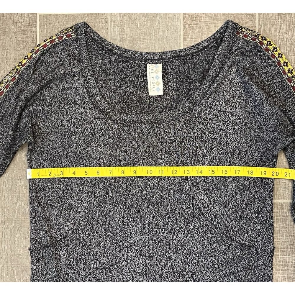 Free People Women Dress Tunic Medium Gray Boho Stretch Embroidery Wool Blend - Picture 5 of 11